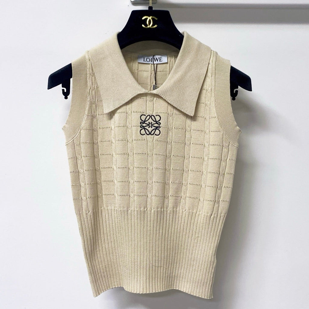 LOEWE 26S SLEEVELESS KNIT POLO TOP 414