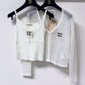 MIUMIU 26S CAMI TOP & OPEN KNIT CROPPED CARDIGAN SET 1172