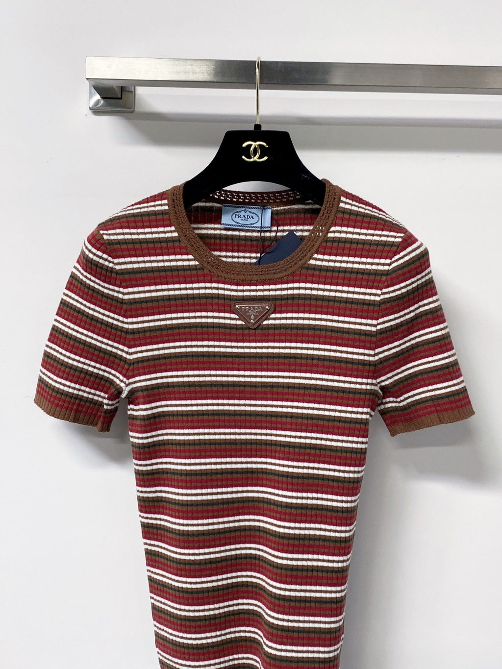 PRADA 26S SHORT-SLEEVE KNIT SWEATER STYLE 955