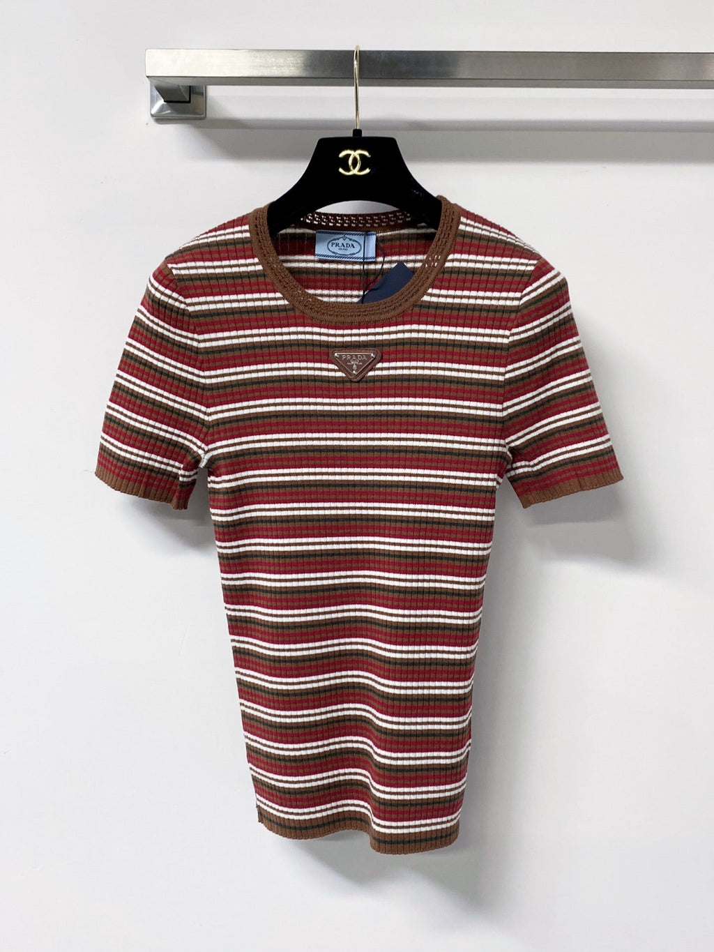 PRADA 26S SHORT-SLEEVE KNIT SWEATER STYLE 955