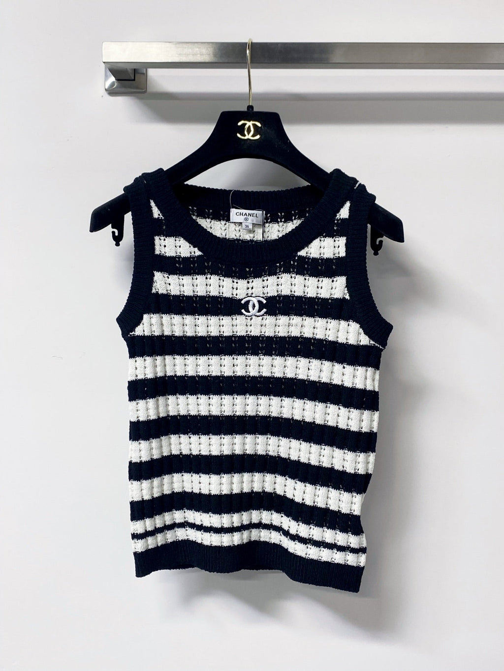 CHANEL 26S STRIPED KNIT TANK 1296