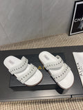 ALAIA DOUBLE-STRAP SANDALS 25S IN WHITE CALFSKIN