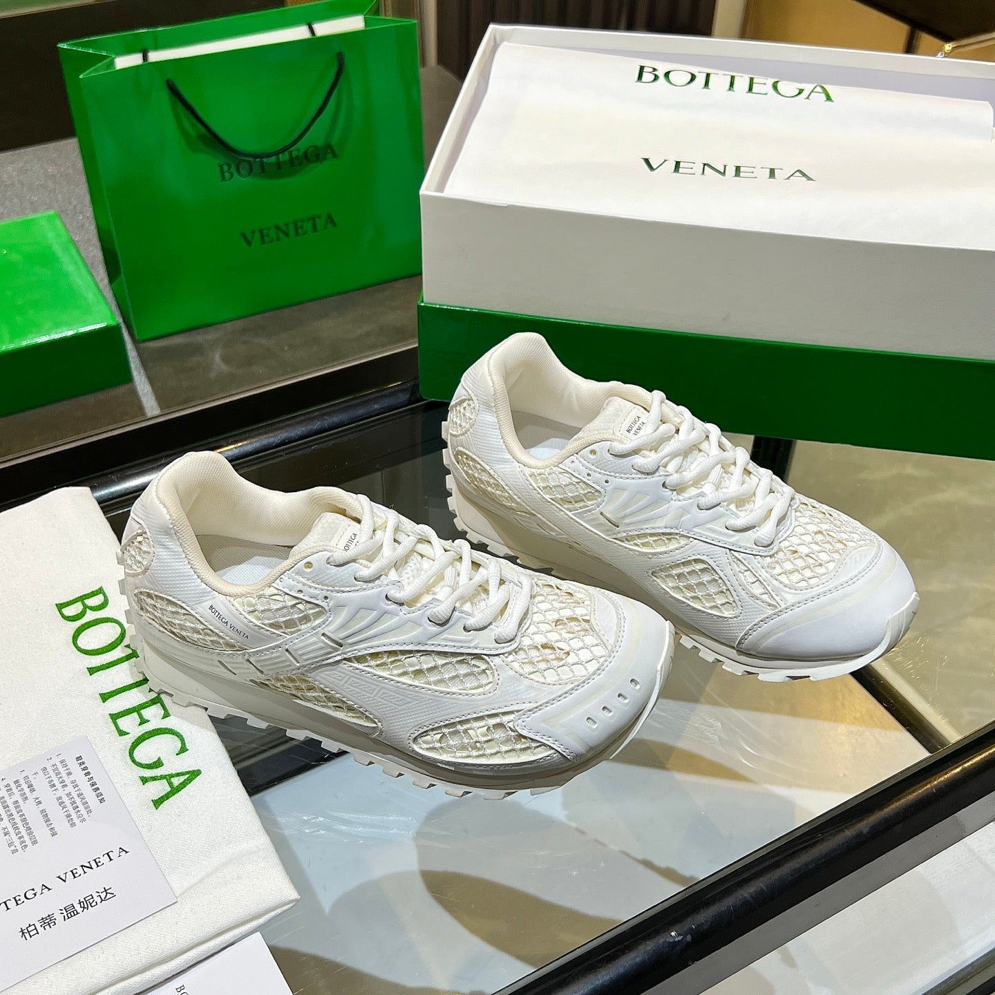 BOTTEGA VENETA 26S ORBIT SNEAKERS IN WHITE TECHNICAL MESH