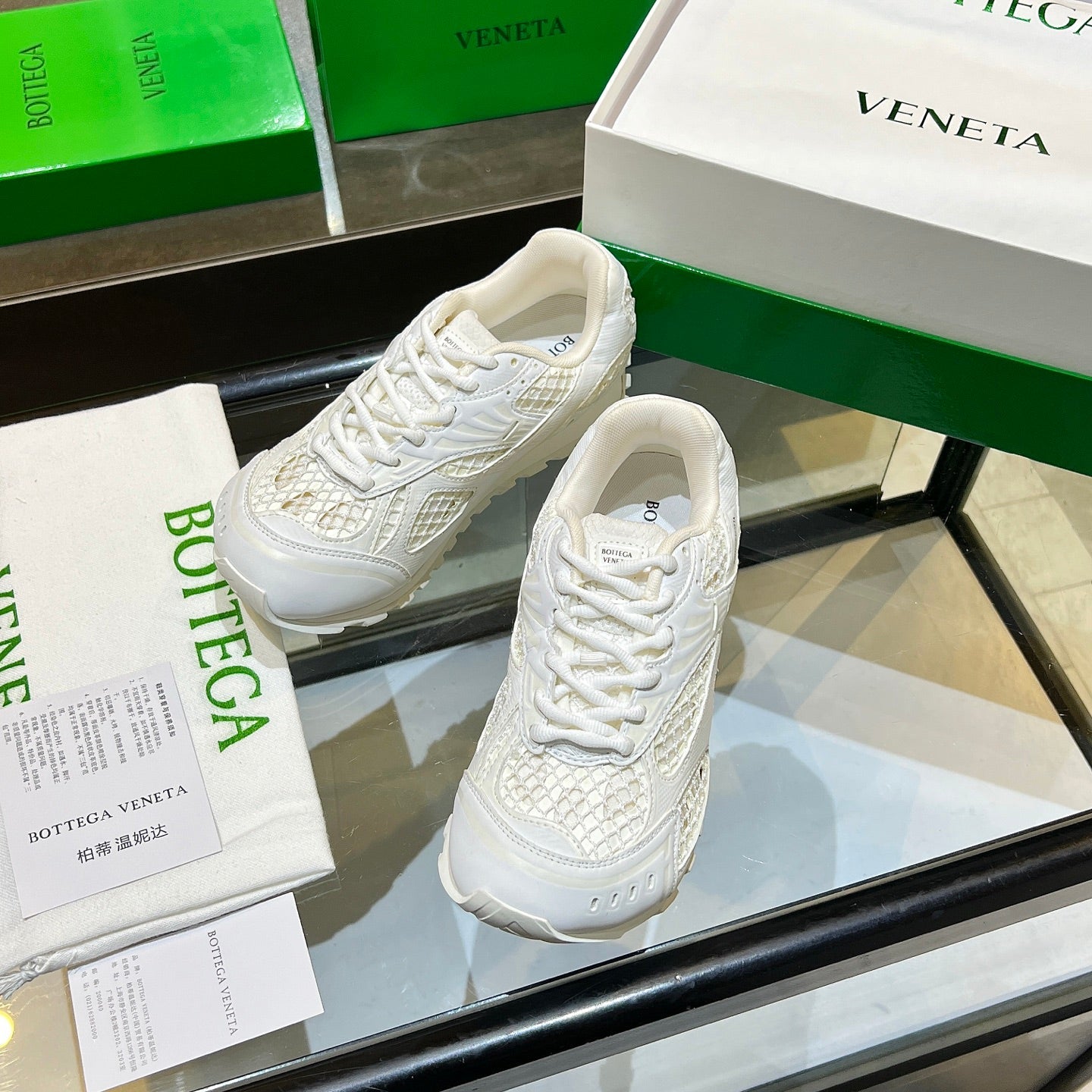 BOTTEGA VENETA 26S ORBIT SNEAKERS IN WHITE TECHNICAL MESH