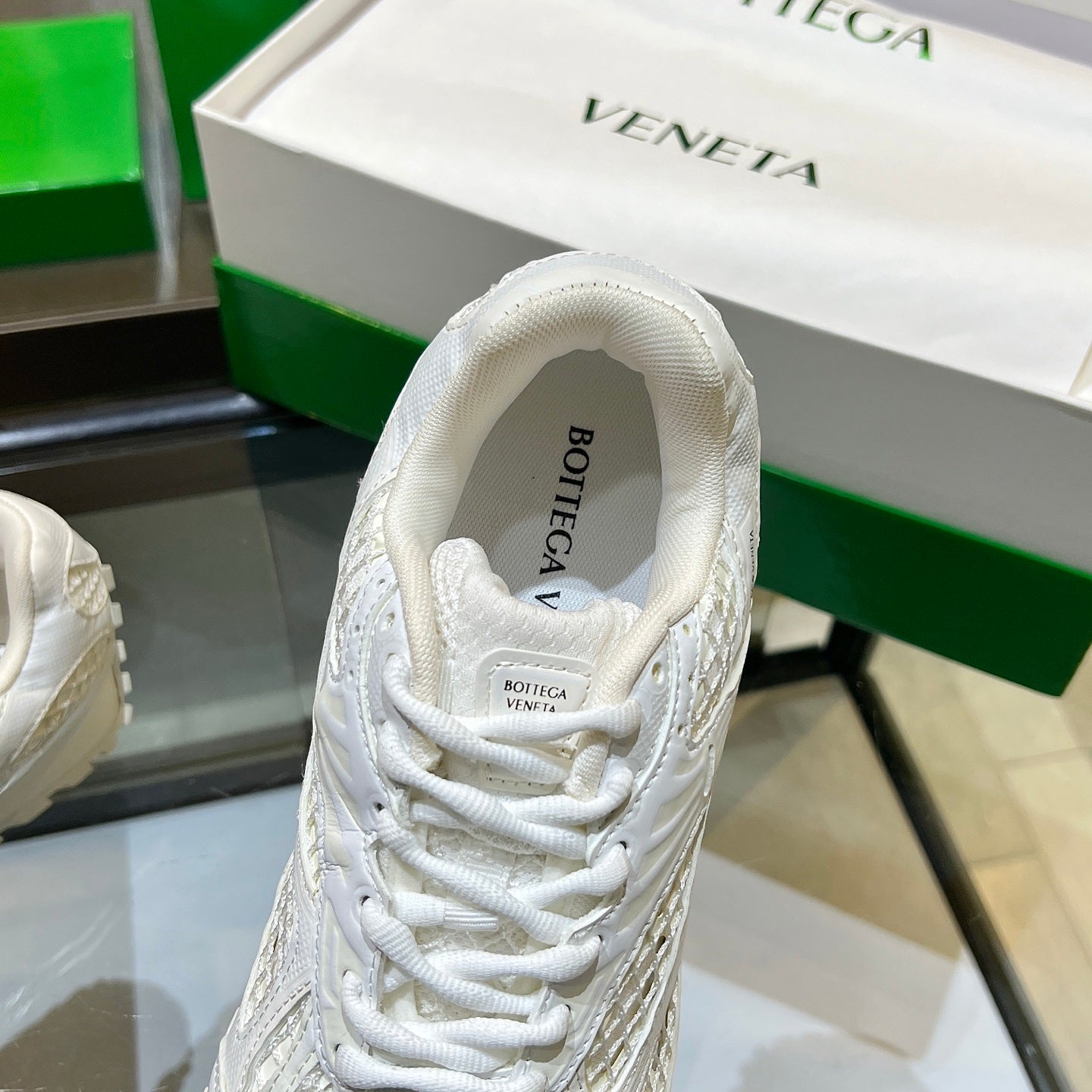 BOTTEGA VENETA 26S ORBIT SNEAKERS IN WHITE TECHNICAL MESH