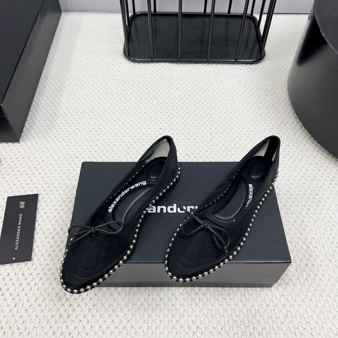 LINA BALLCHAIN FLAT IN BLACK MESH