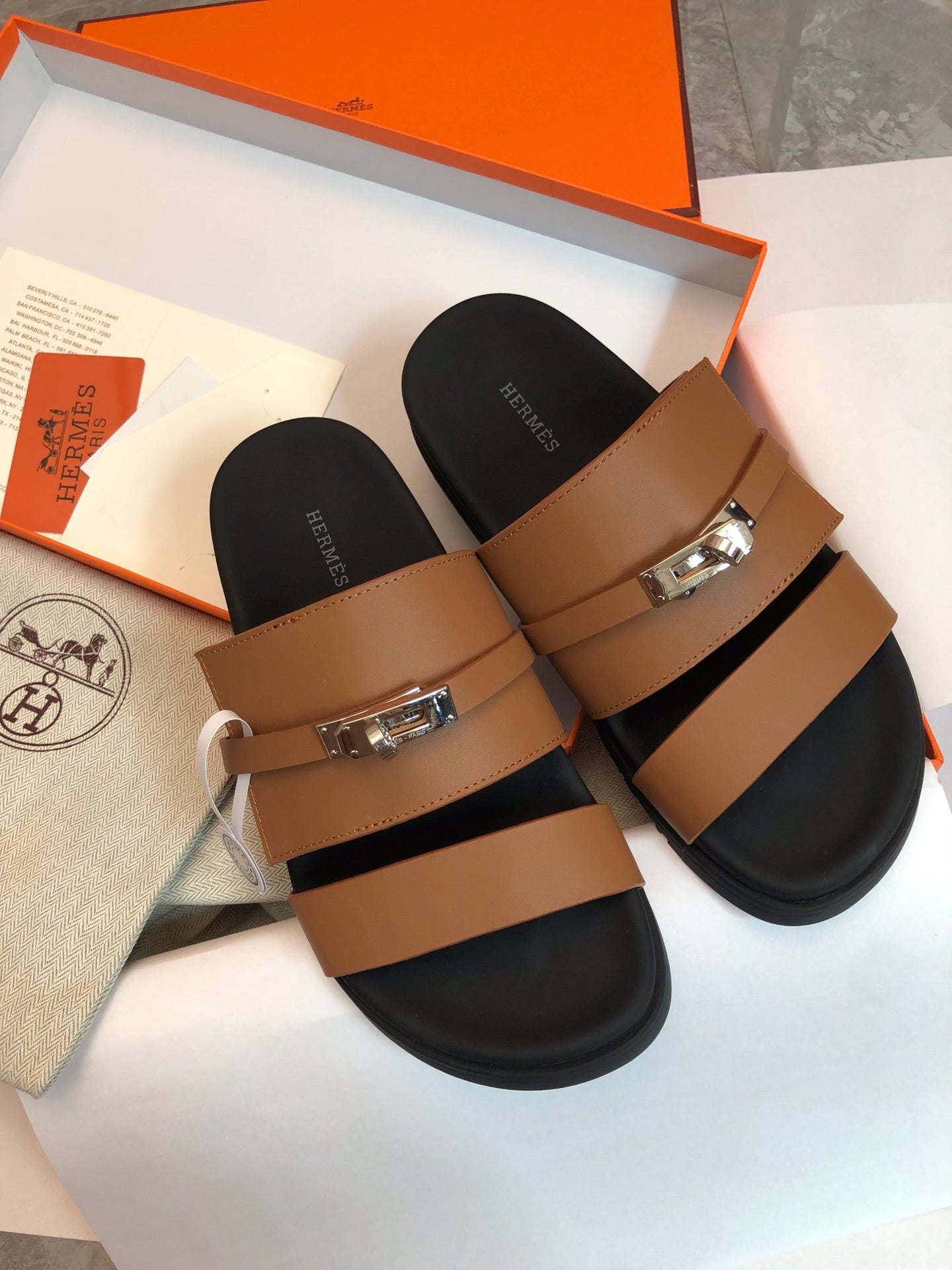 GABRIEL SANDAL MULE IN BRONZE BROWN CALFSKIN