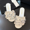 FLAT MULE 15 MM IN PALE GRAY CALFSKIN