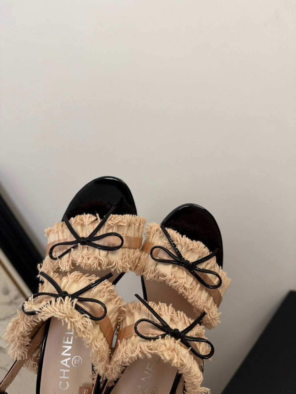 PEACH PINK GROSGRAIN CANVAS BOW SLINGBACK SANDALS
