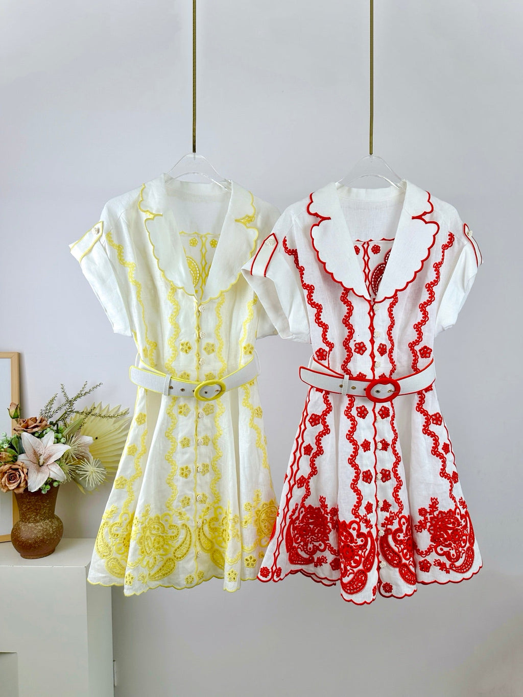 ZIMMERMANN EMBROIDERED SHORT-SLEEVE MINI DRESS 270269