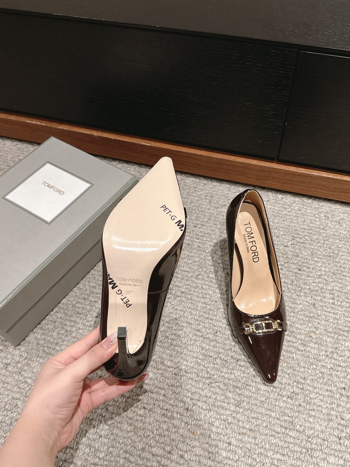 ROMAN HIGH-HEEL 10 CM IN PECAN BROWN CALFSKIN