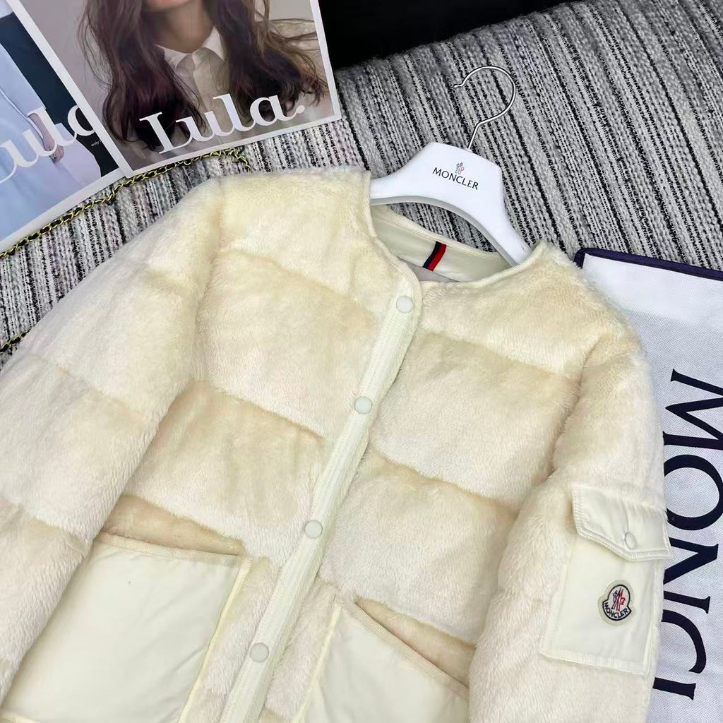 MONCLER 25S TEDDY FLEECE ROUND-NECK JACKET 193