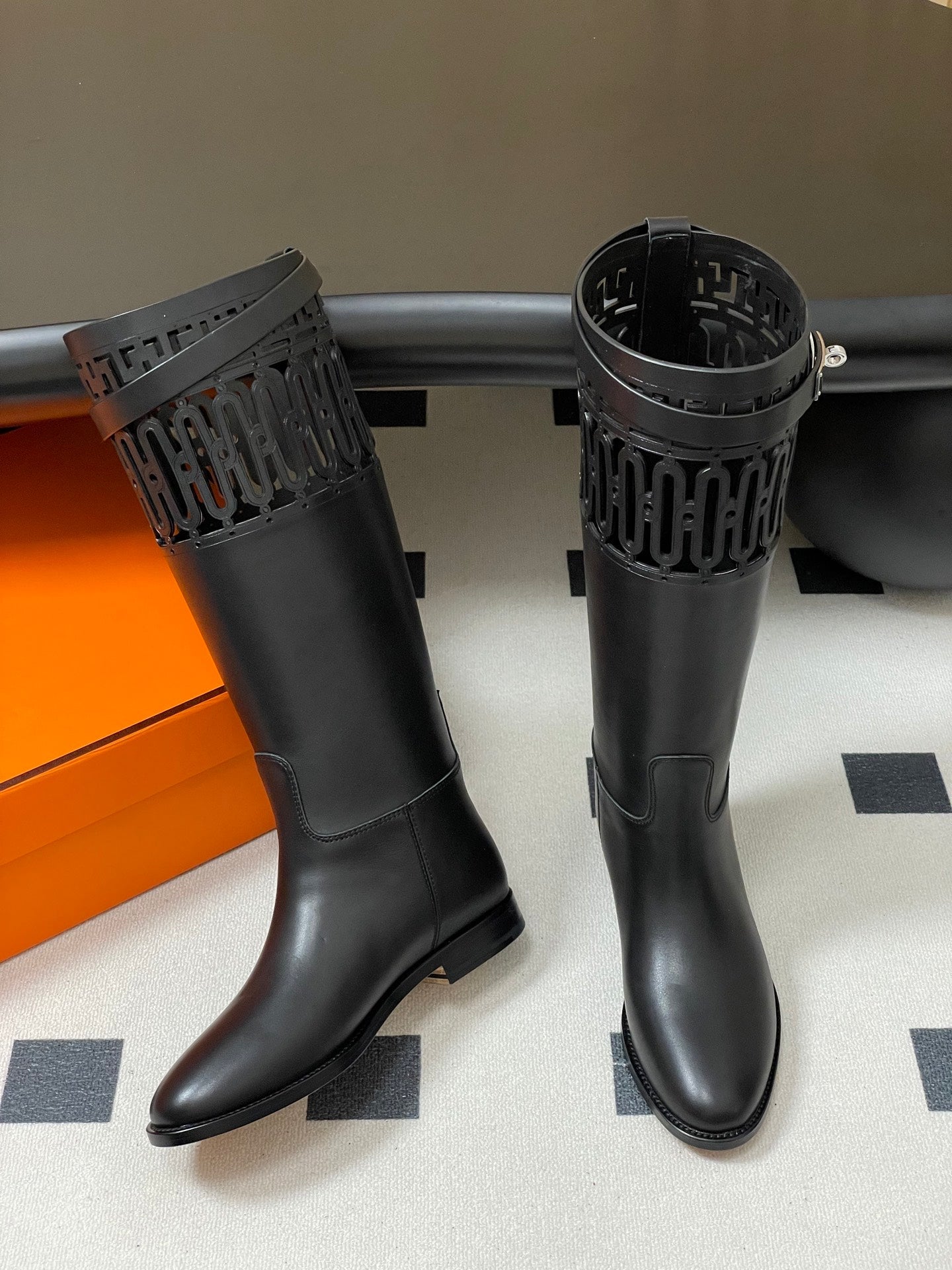 HM JUMPING BOOTS IN BLACK CALFSKIN 423264