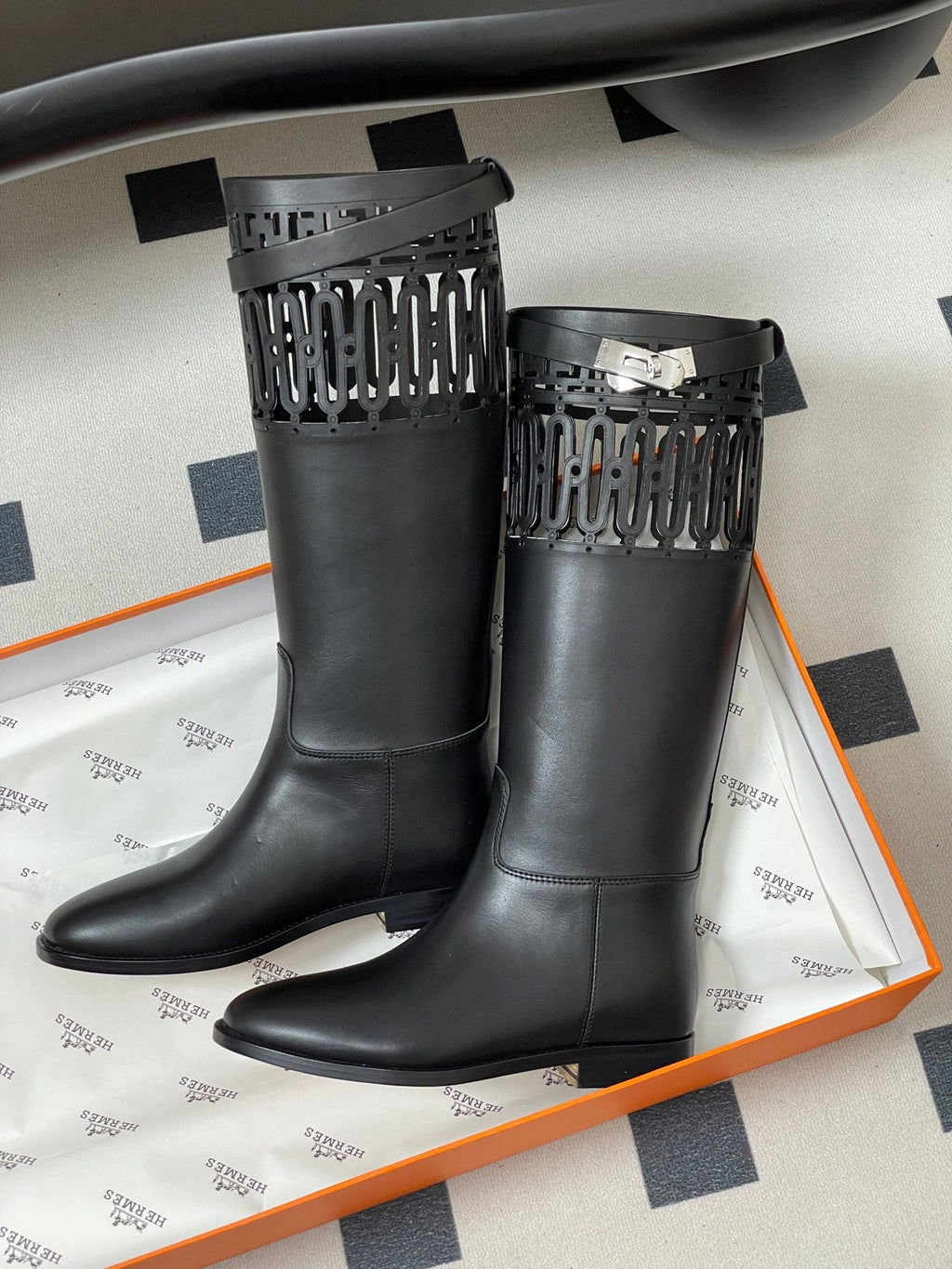 HM JUMPING BOOTS IN BLACK CALFSKIN 423264