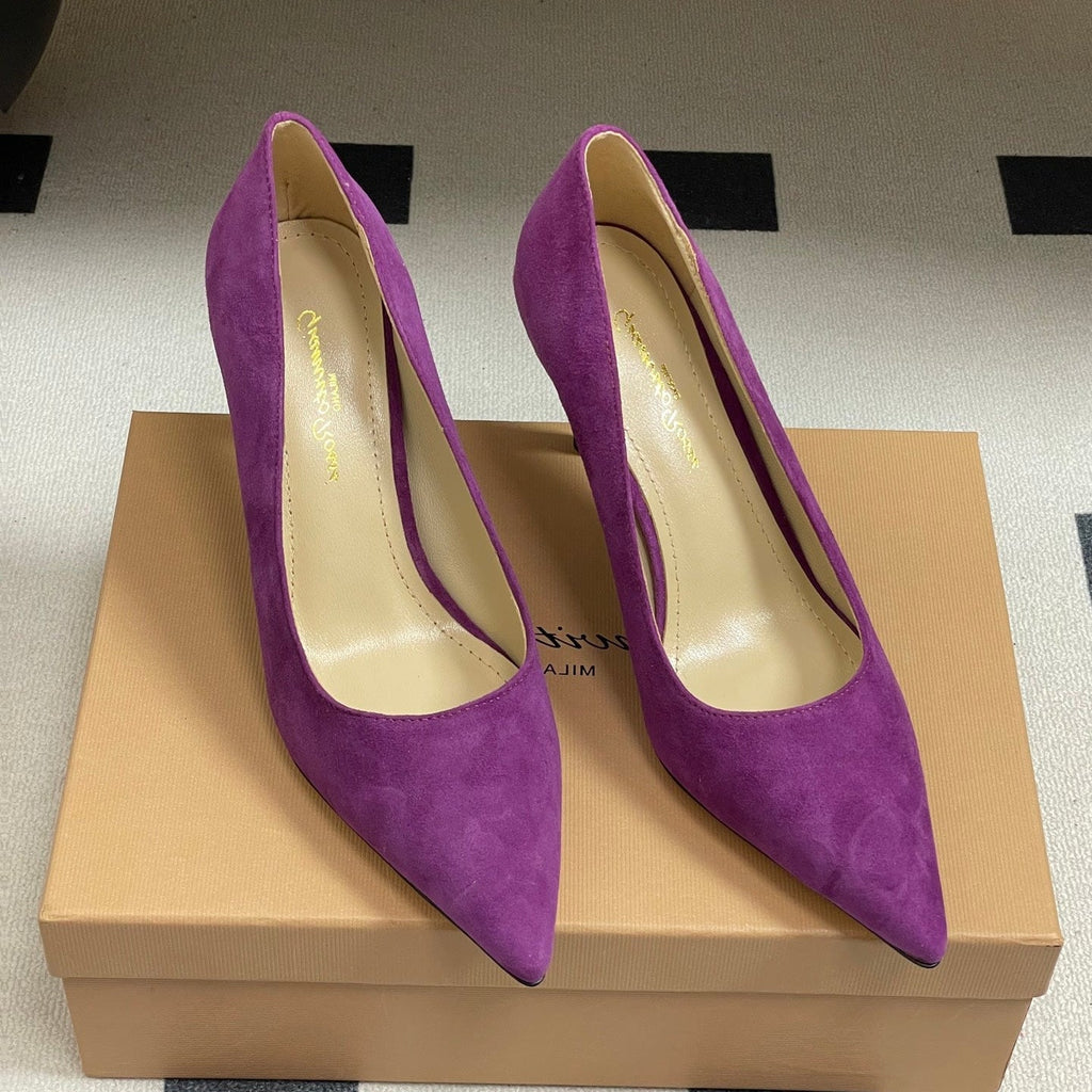 GIANVITO ROSSI 26S HIGH HEELS 85 MM IN PURPLE SUEDE