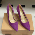GIANVITO ROSSI 26S HIGH HEELS 85 MM IN PURPLE SUEDE