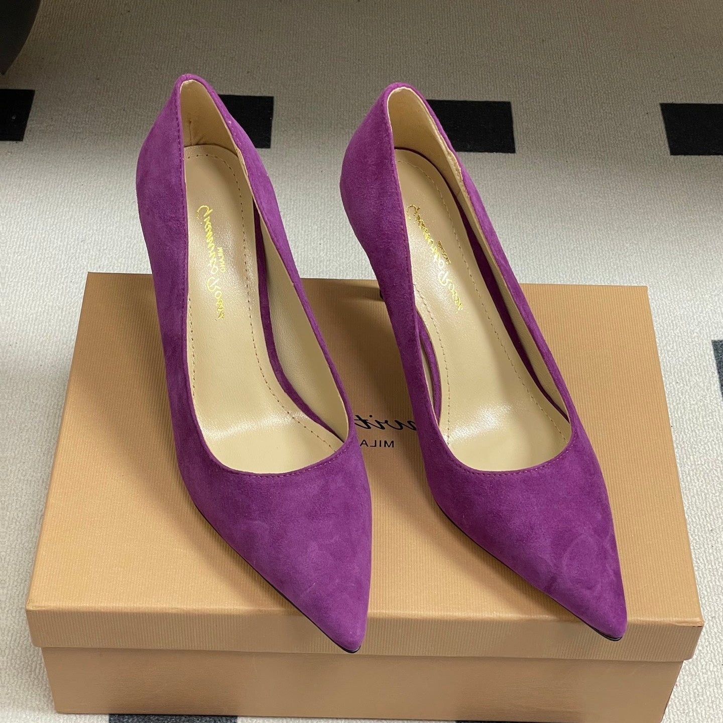 GIANVITO ROSSI 26S HIGH HEELS 85 MM IN PURPLE SUEDE