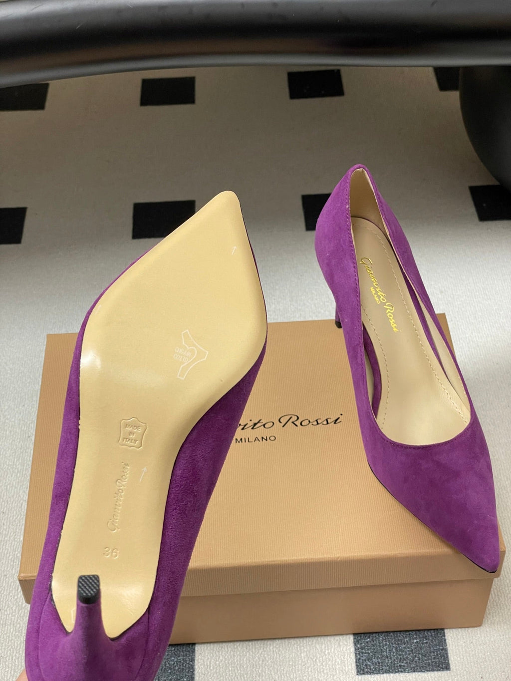 GIANVITO ROSSI 26S HIGH HEELS 85 MM IN PURPLE SUEDE
