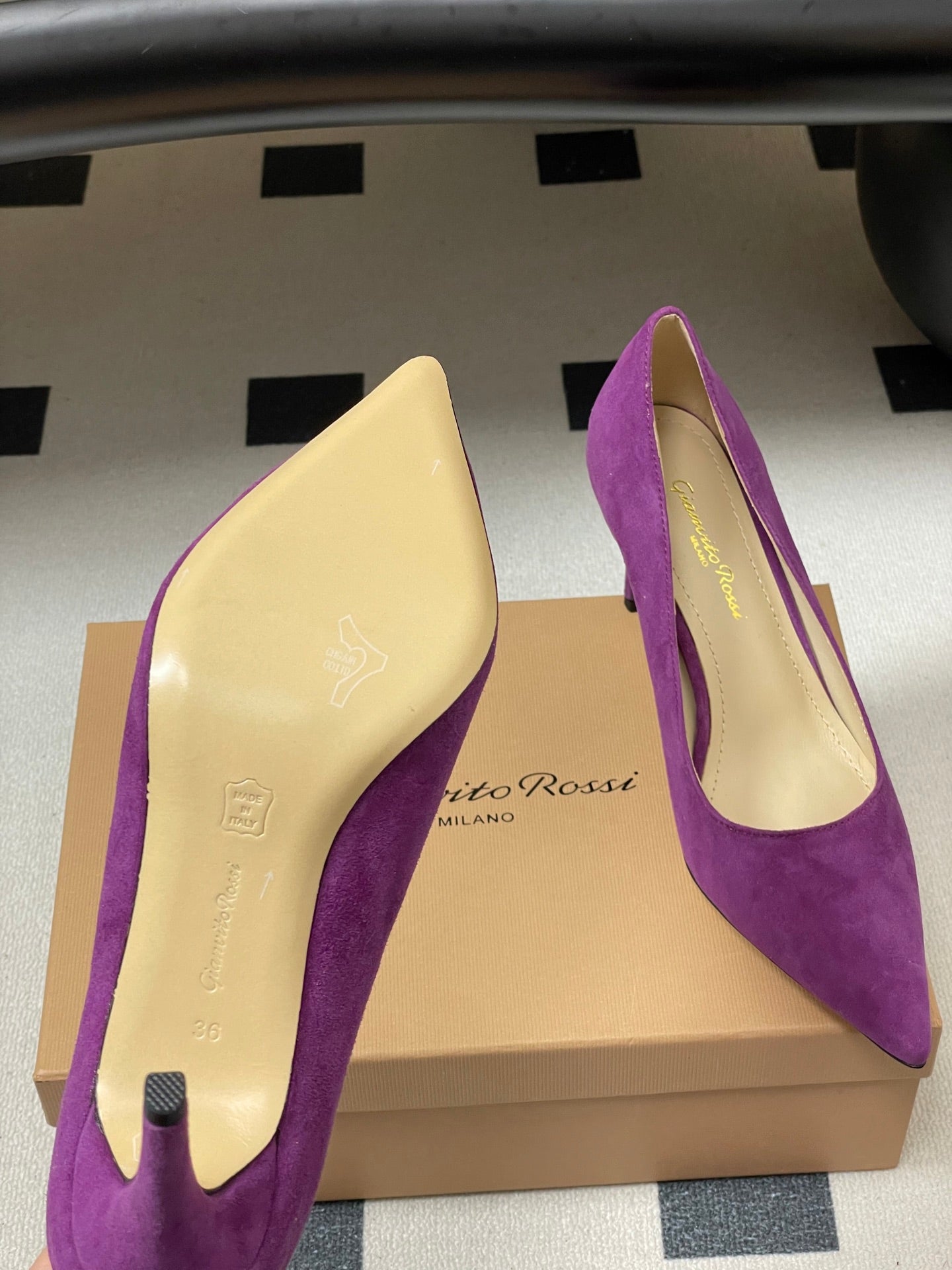 GIANVITO ROSSI 26S HIGH HEELS 85 MM IN PURPLE SUEDE