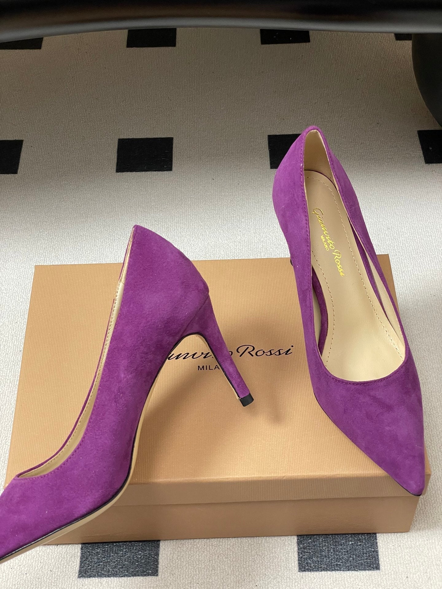 GIANVITO ROSSI 26S HIGH HEELS 85 MM IN PURPLE SUEDE