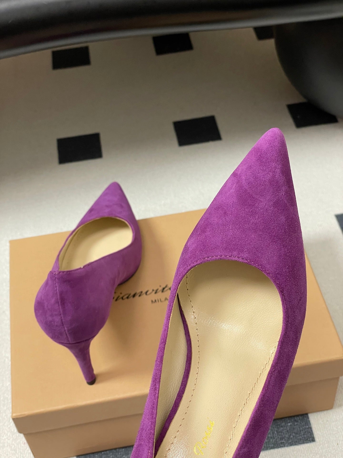 GIANVITO ROSSI 26S HIGH HEELS 85 MM IN PURPLE SUEDE