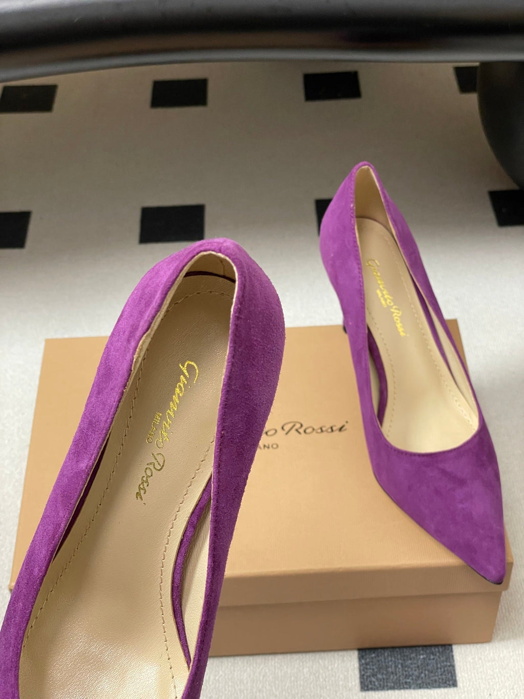 GIANVITO ROSSI 26S HIGH HEELS 85 MM IN PURPLE SUEDE