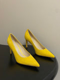 GIANVITO ROSSI 26S HIGH HEELS 85 MM IN YELLOW SUEDE