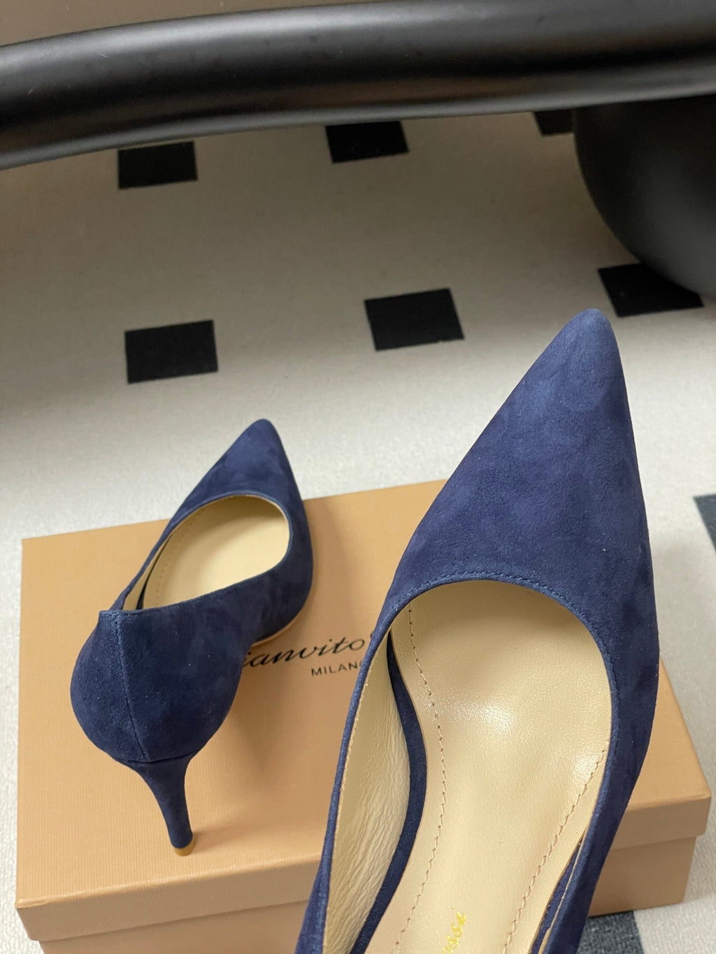 GIANVITO ROSSI 26S HIGH HEELS 85 MM IN NAVY BLUE SUEDE