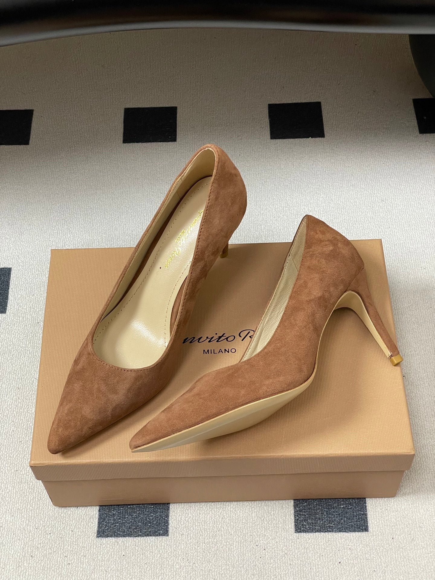 GIANVITO ROSSI 26S HIGH HEELS 85 MM IN BROWN SUEDE