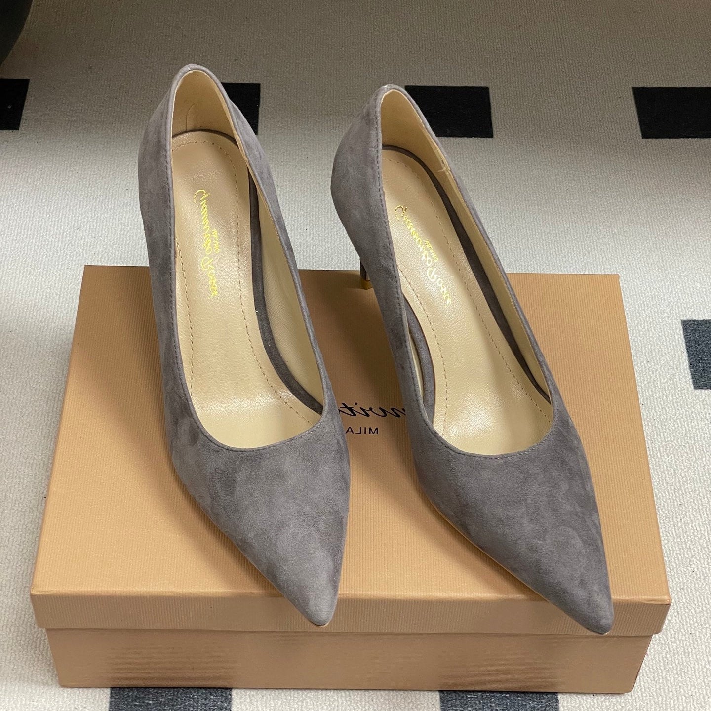 GIANVITO ROSSI 26S HIGH HEELS 85 MM IN DARK GREY SUEDE