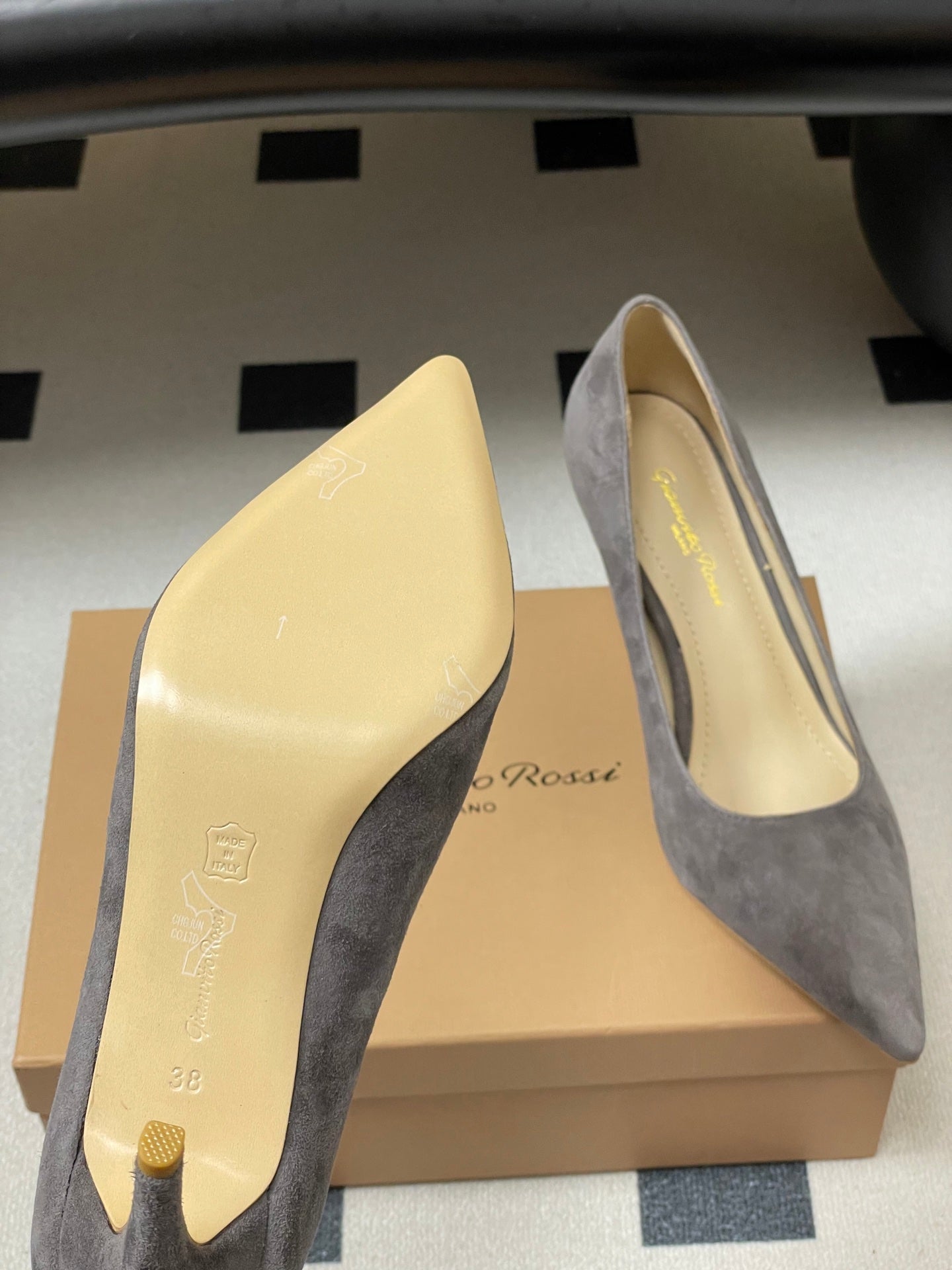 GIANVITO ROSSI 26S HIGH HEELS 85 MM IN DARK GREY SUEDE