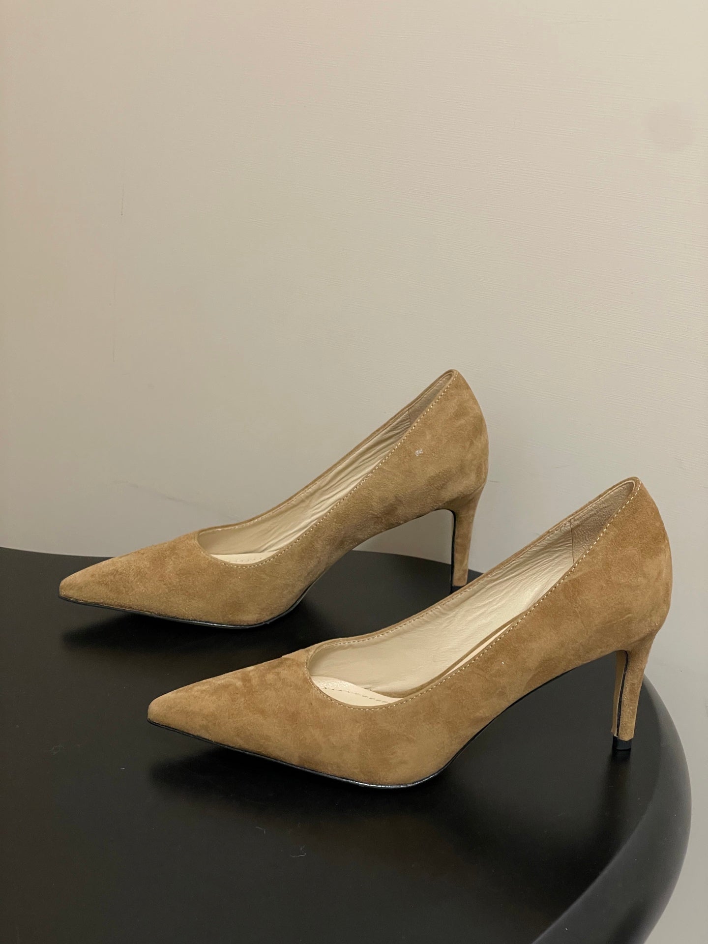 GIANVITO ROSSI 26S HIGH HEELS 85 MM IN LIGHT BROWN SUEDE