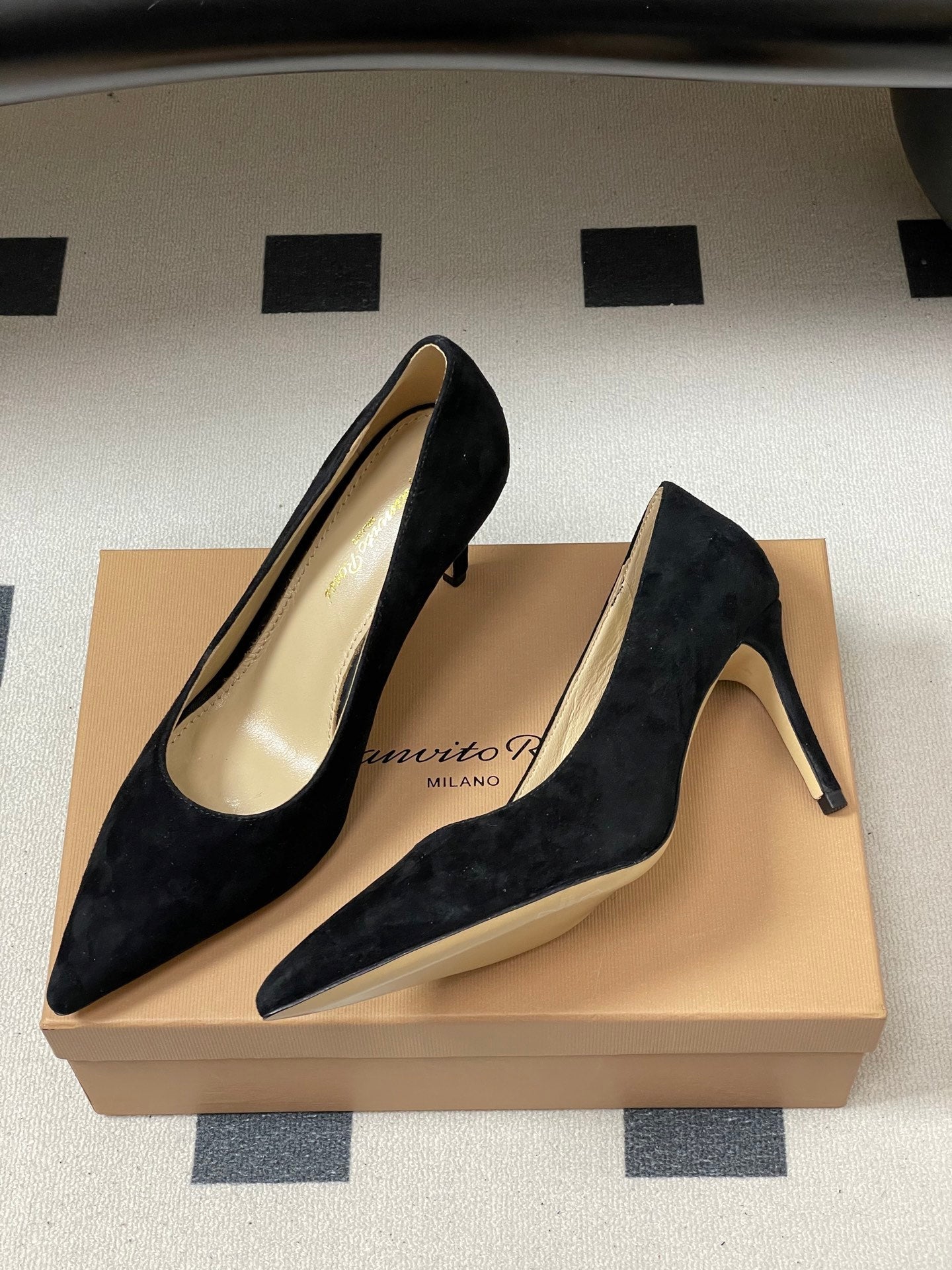 GIANVITO ROSSI 26S HIGH HEELS 85 MM IN BLACK SUEDE
