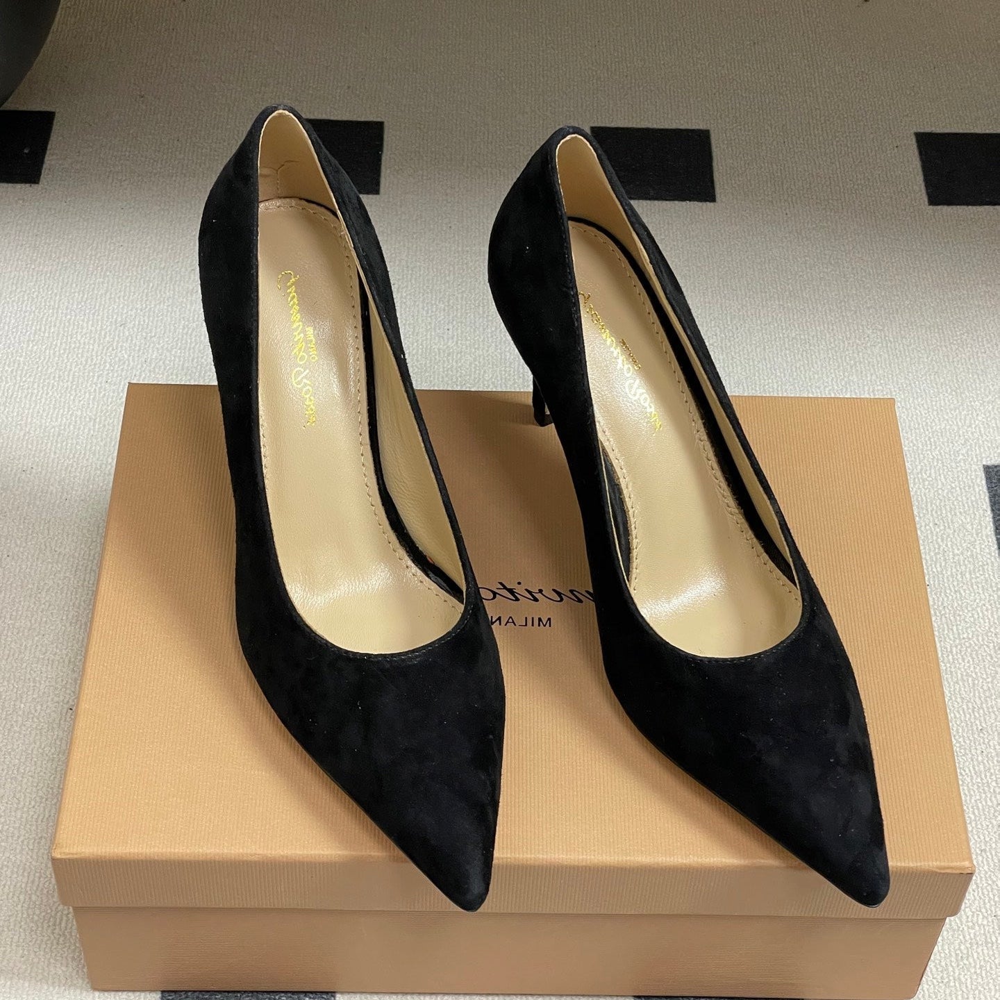 GIANVITO ROSSI 26S HIGH HEELS 85 MM IN BLACK SUEDE