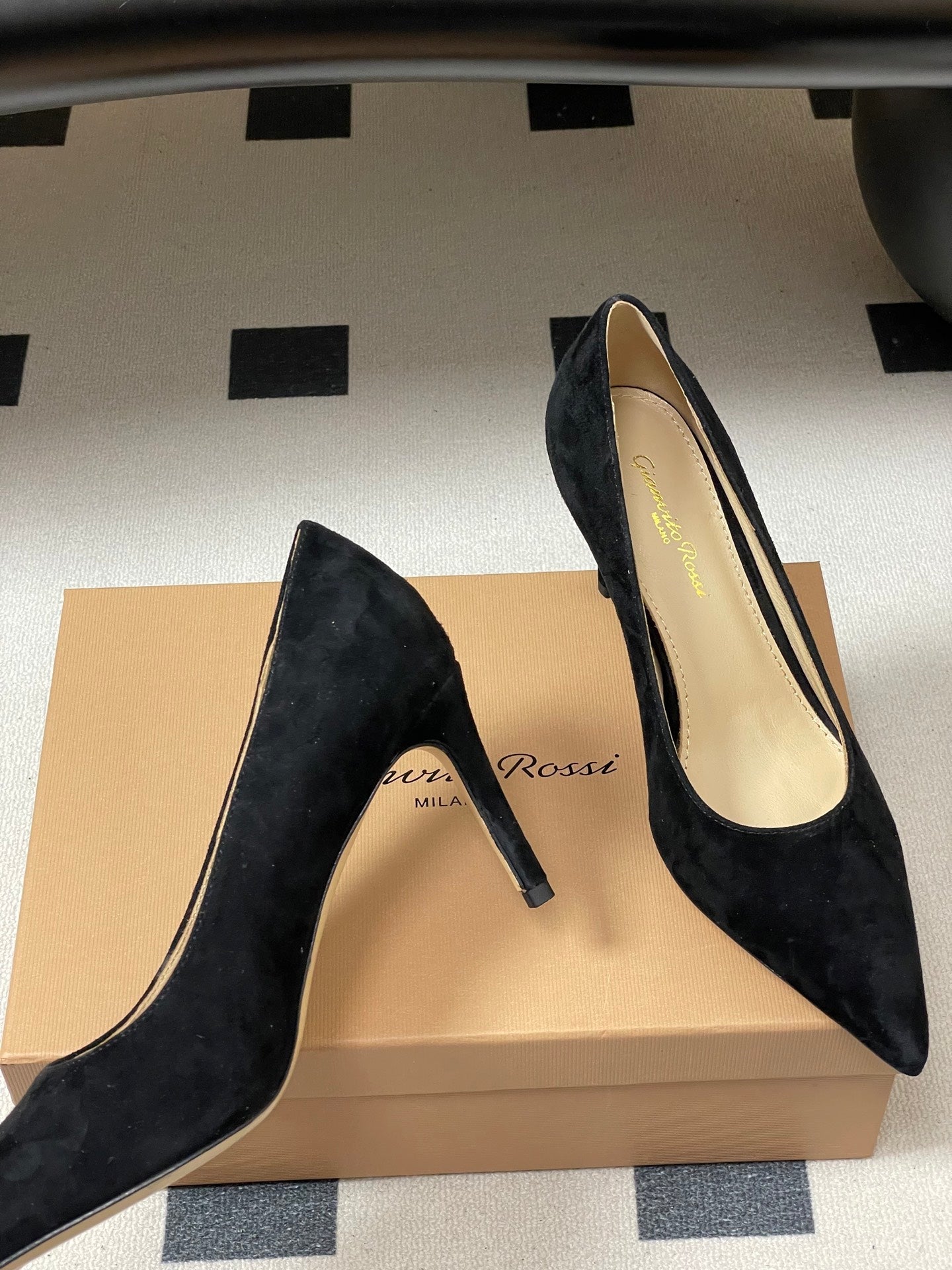 GIANVITO ROSSI 26S HIGH HEELS 85 MM IN BLACK SUEDE
