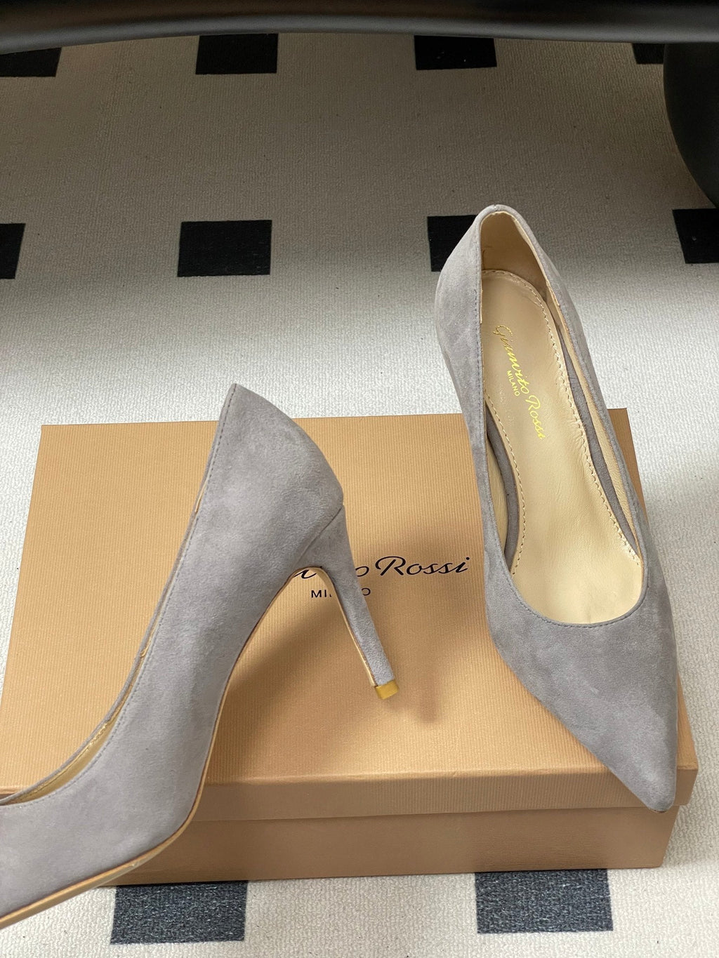 GIANVITO ROSSI 26S HIGH HEELS 85 MM IN GREY SUEDE