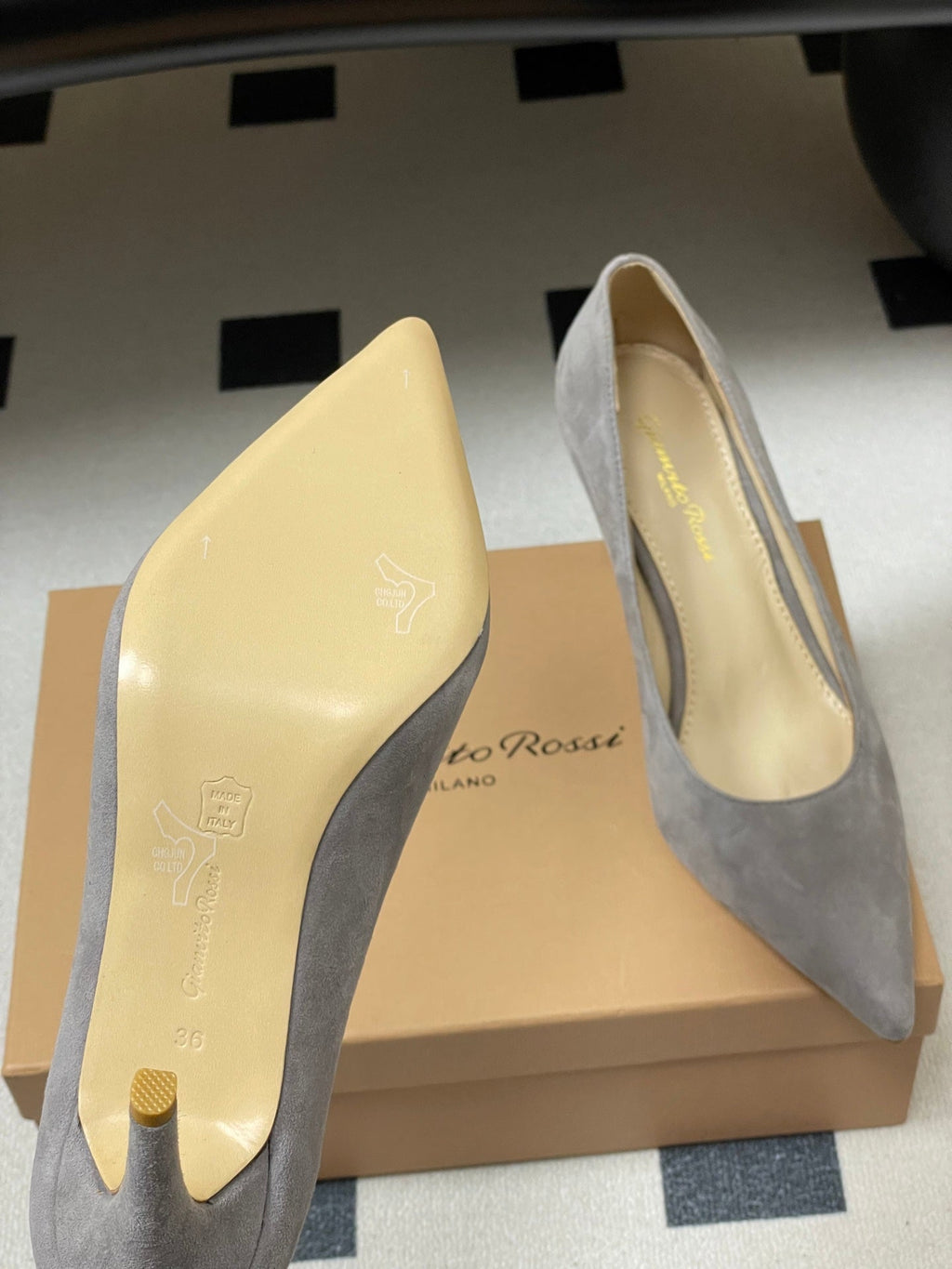GIANVITO ROSSI 26S HIGH HEELS 85 MM IN GREY SUEDE
