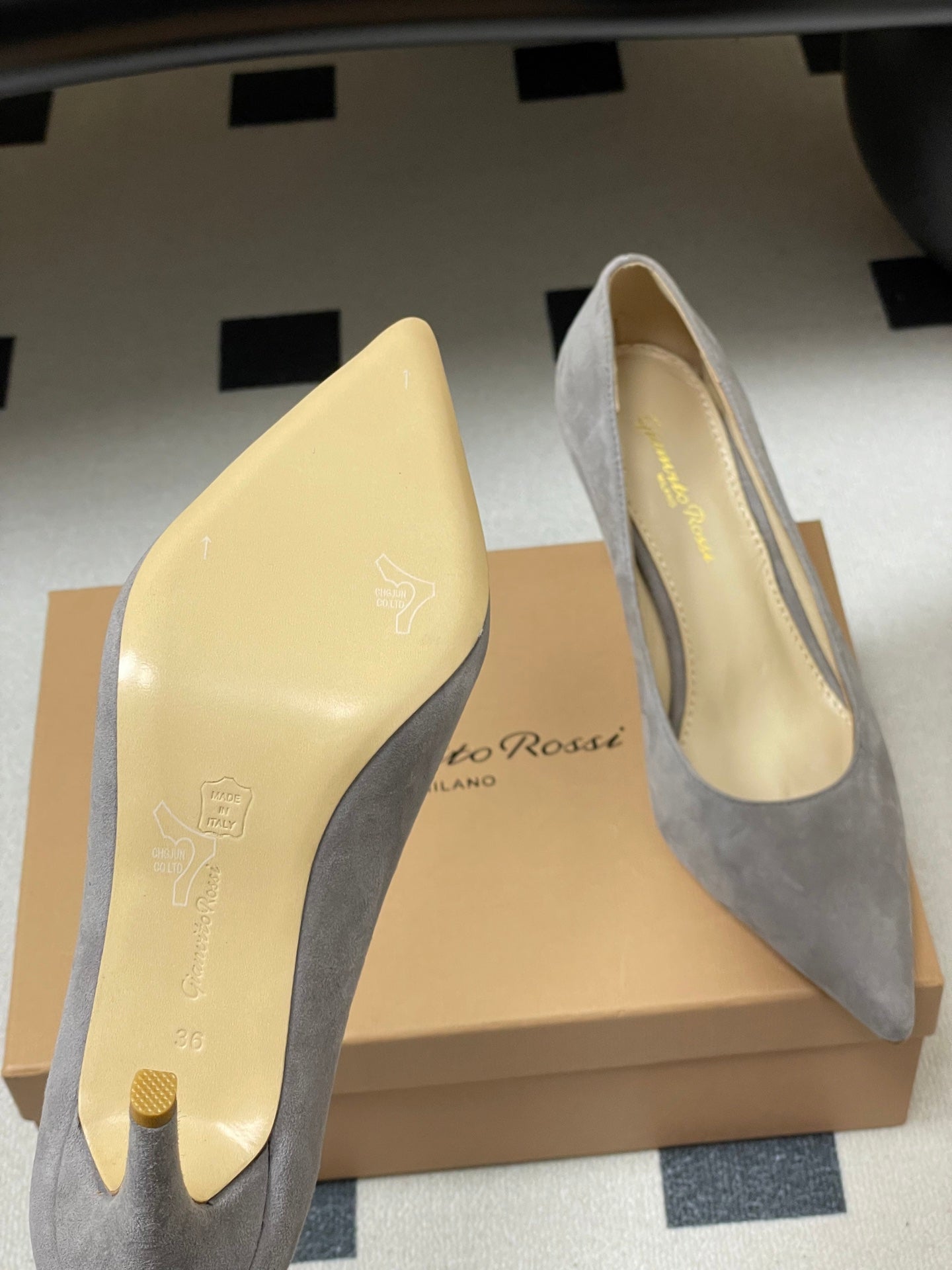 GIANVITO ROSSI 26S HIGH HEELS 85 MM IN GREY SUEDE