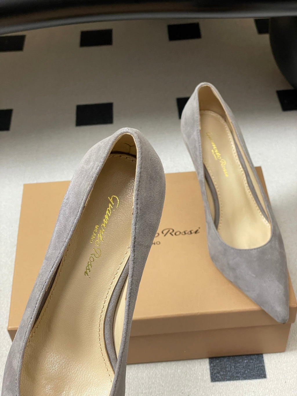 GIANVITO ROSSI 26S HIGH HEELS 85 MM IN GREY SUEDE