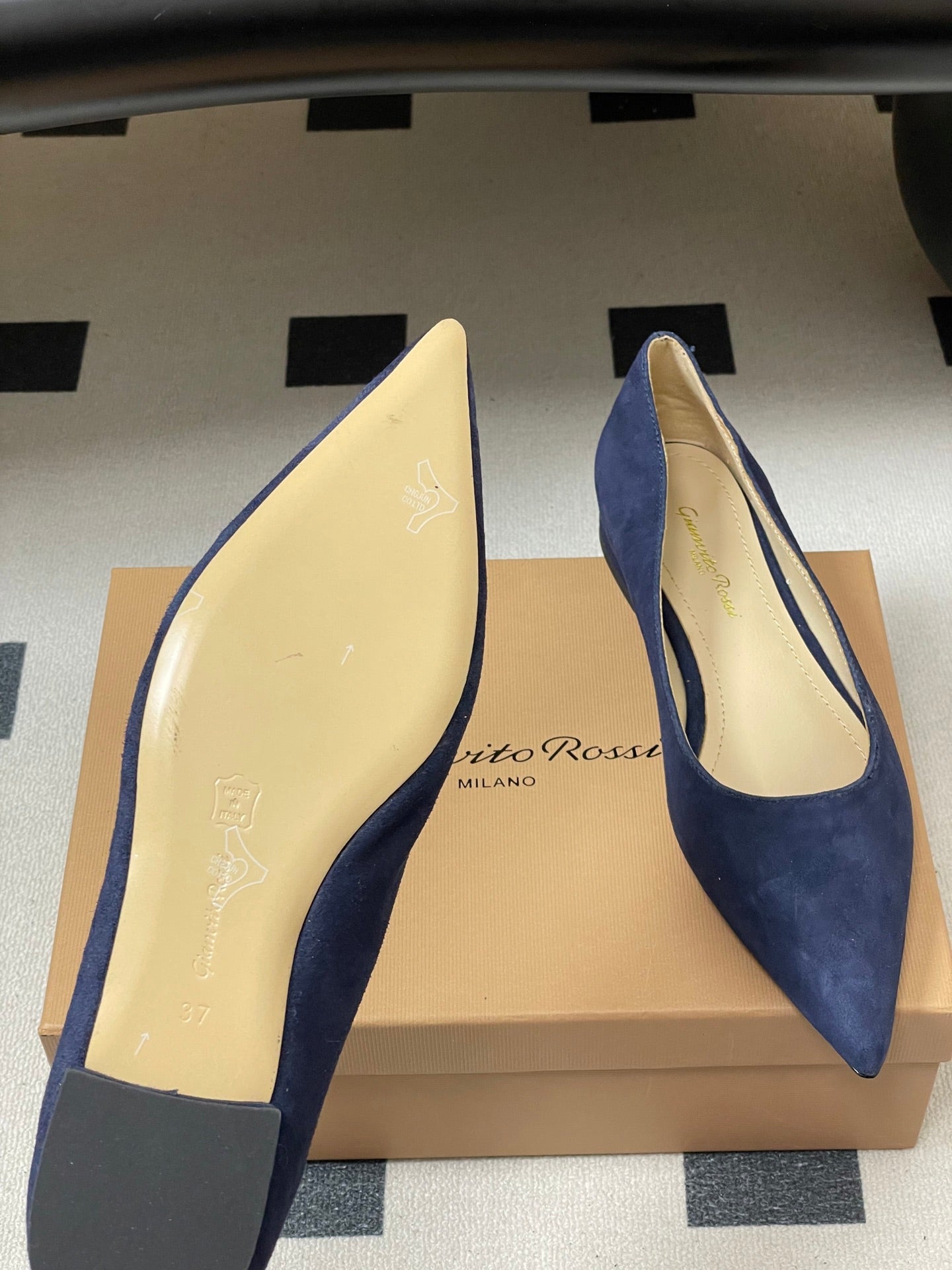 GIANVITO ROSSI 26S FLATS IN NAVY BLUE SUEDE