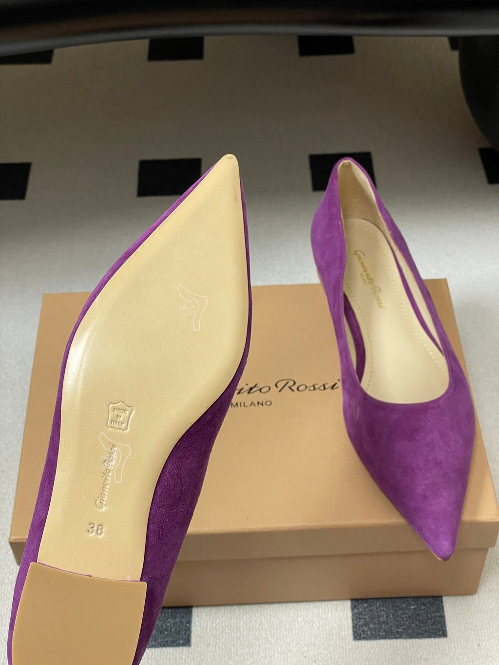 GIANVITO ROSSI 26S FLATS IN PURPLE SUEDE