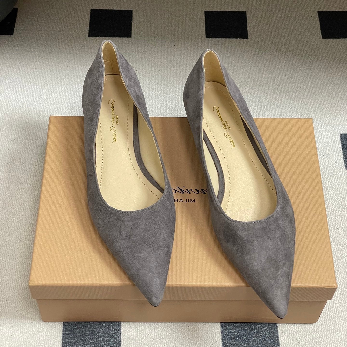 GIANVITO ROSSI 26S FLATS IN GREY SUEDE