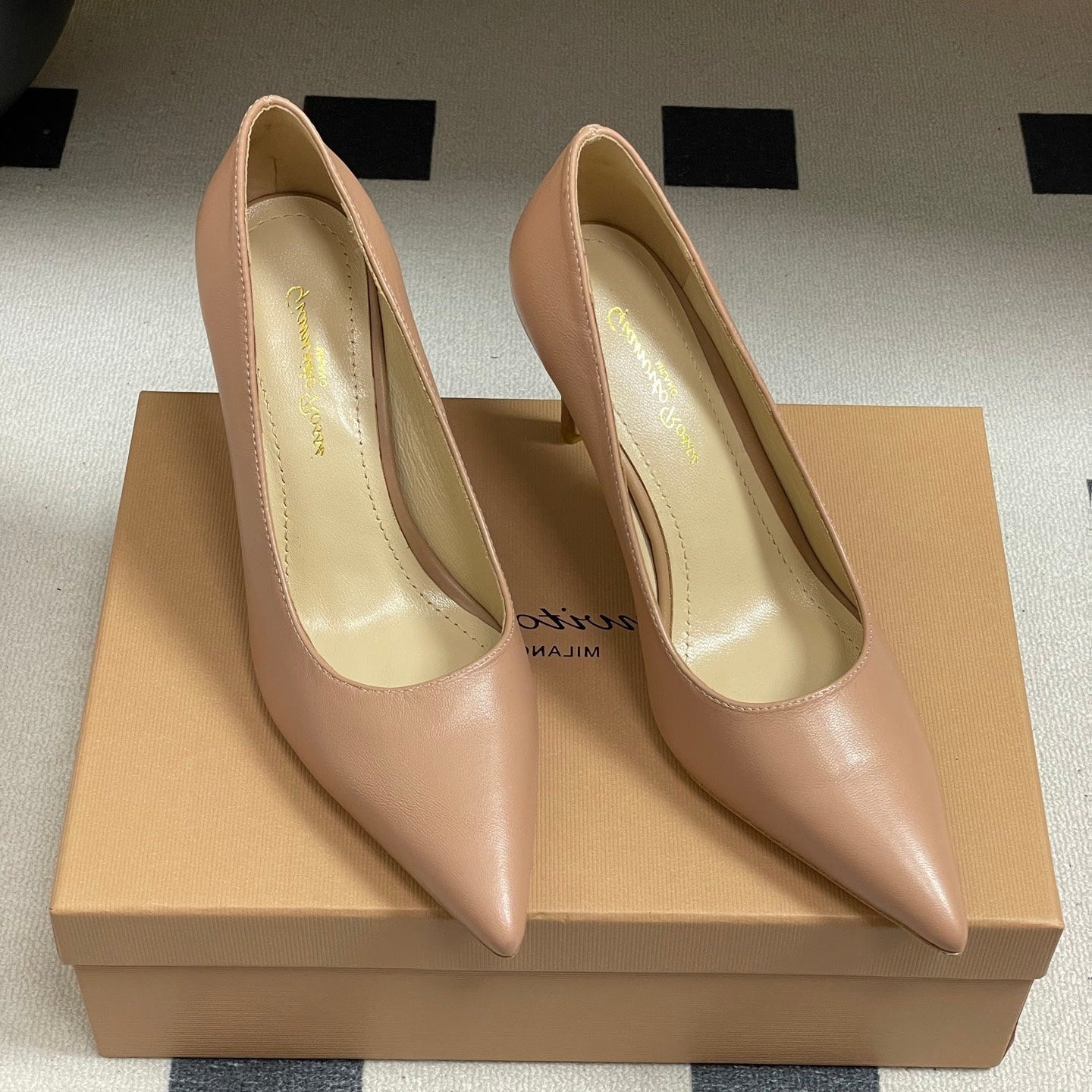 GIANVITO ROSSI 26S HIGH HEELS 85 MM IN NUDE CALFSKIN