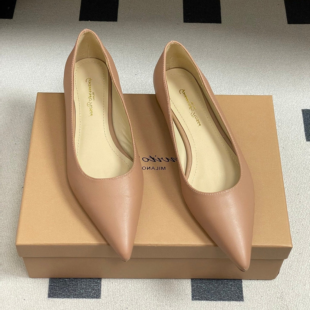 GIANVITO ROSSI 26S FLATS IN NUDE CALFSKIN