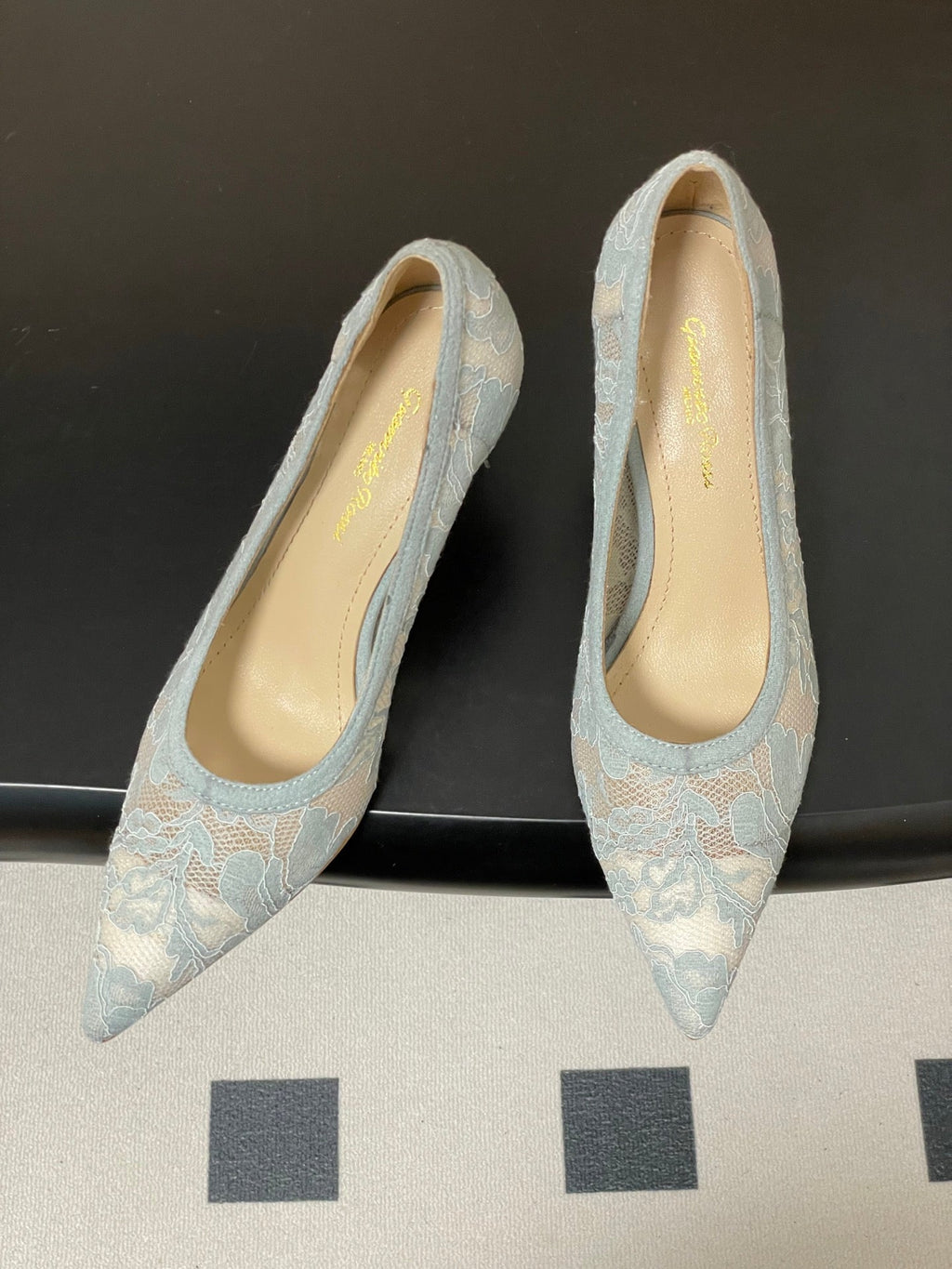 GIANVITO ROSSI 26S HIGH HEELS 85 MM IN LIGHT BLUE LACE