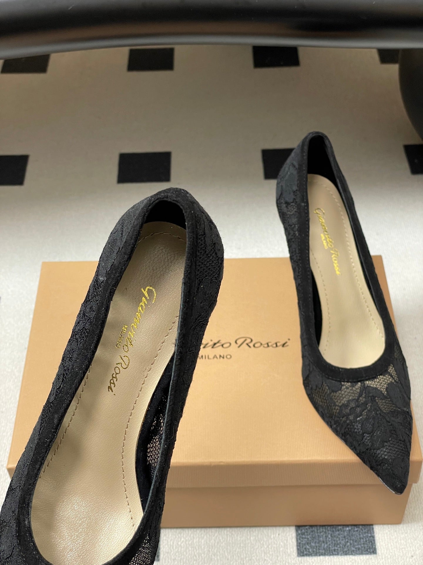 GIANVITO ROSSI 26S HIGH HEELS 85 MM IN BLACK LACE
