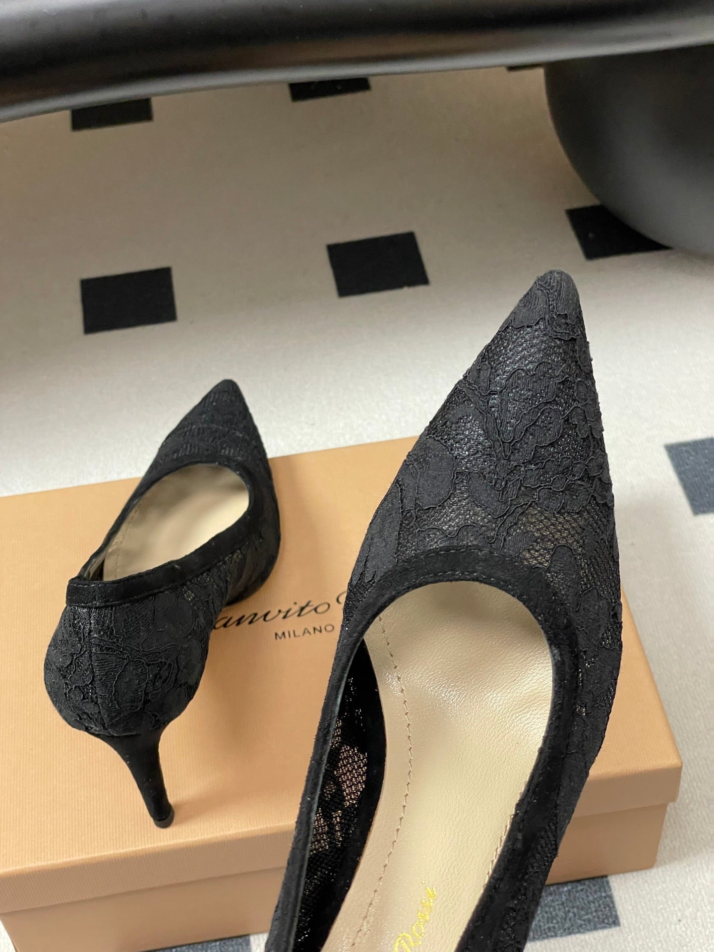 GIANVITO ROSSI 26S HIGH HEELS 85 MM IN BLACK LACE