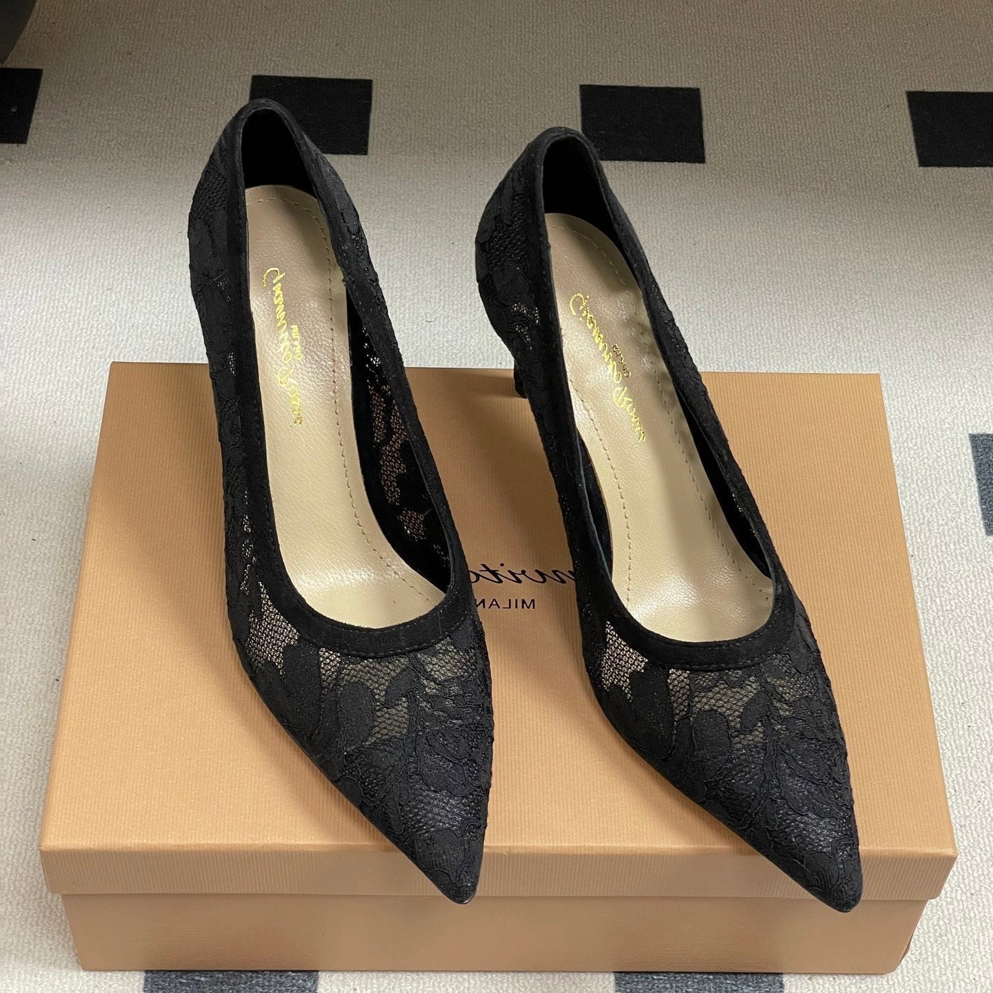 GIANVITO ROSSI 26S HIGH HEELS 85 MM IN BLACK LACE
