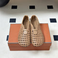 LP 26S BALLET FLATS IN DARK BEIGE CALFSKIN WITH BASKETWEAVE DESIGN