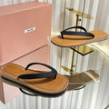 MIUMIU 26S THONG FLAT SANDALS IN BLACK CALFSKIN